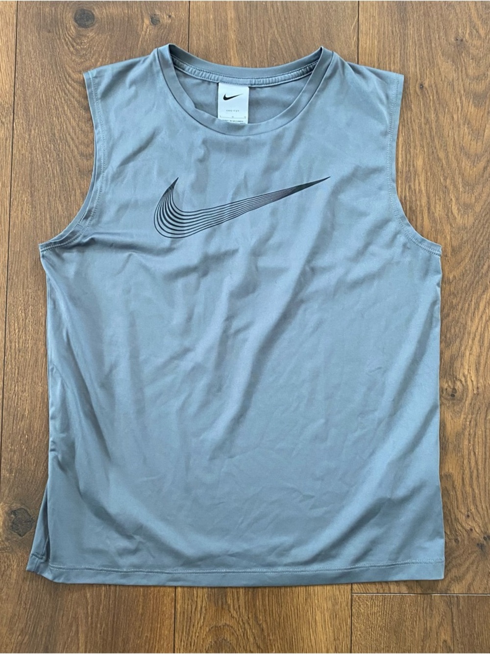 Nike Pro Dri-FIT Gray Tank Top Black Swoosh Logo Boys size Large